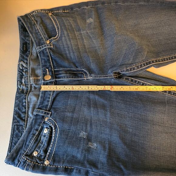 Seven7 Bootcut Jeans Women's 20 Blue Dark Wash Slight Distressed Flap Pockets - Picture 13 of 16